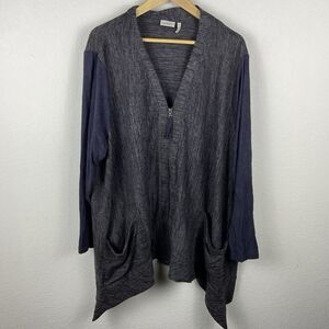 LOGO By Lori Goldstein Dark Gray Full Zip Lagenlook Sweater/Jacket Size 3X